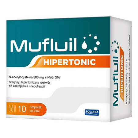 Mufluil Hipertonic, hypertone Lösung zum Eintropfen und Vernebeln, 5 ml x 10 Ampullen