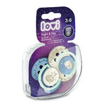 Lovi Night &amp; Day, fopspeen, silicone, dynamisch, Jongen, 3-6 maanden, 2 stuks