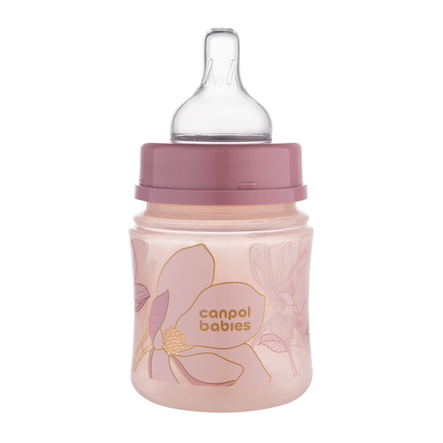 Canpol Babies EasyStart, biberon anti-colique à large ouverture, or, rose, 35/239, dès la naissance, 120 ml