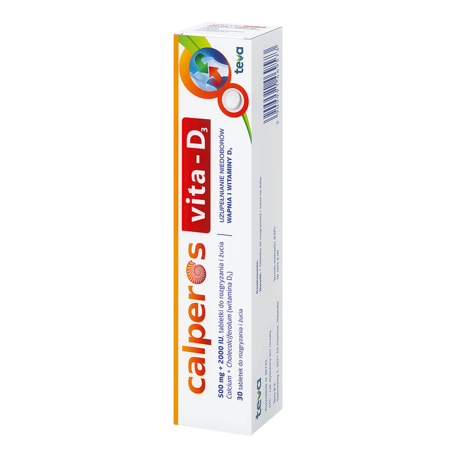 Calperos Vita-D3 500 mg + 2000 UI, 30 compresse masticabili