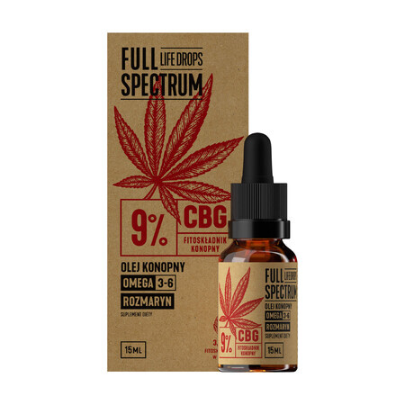 Full Spectrum Life Drops Hemp Oil 9% CBG, 15 ml