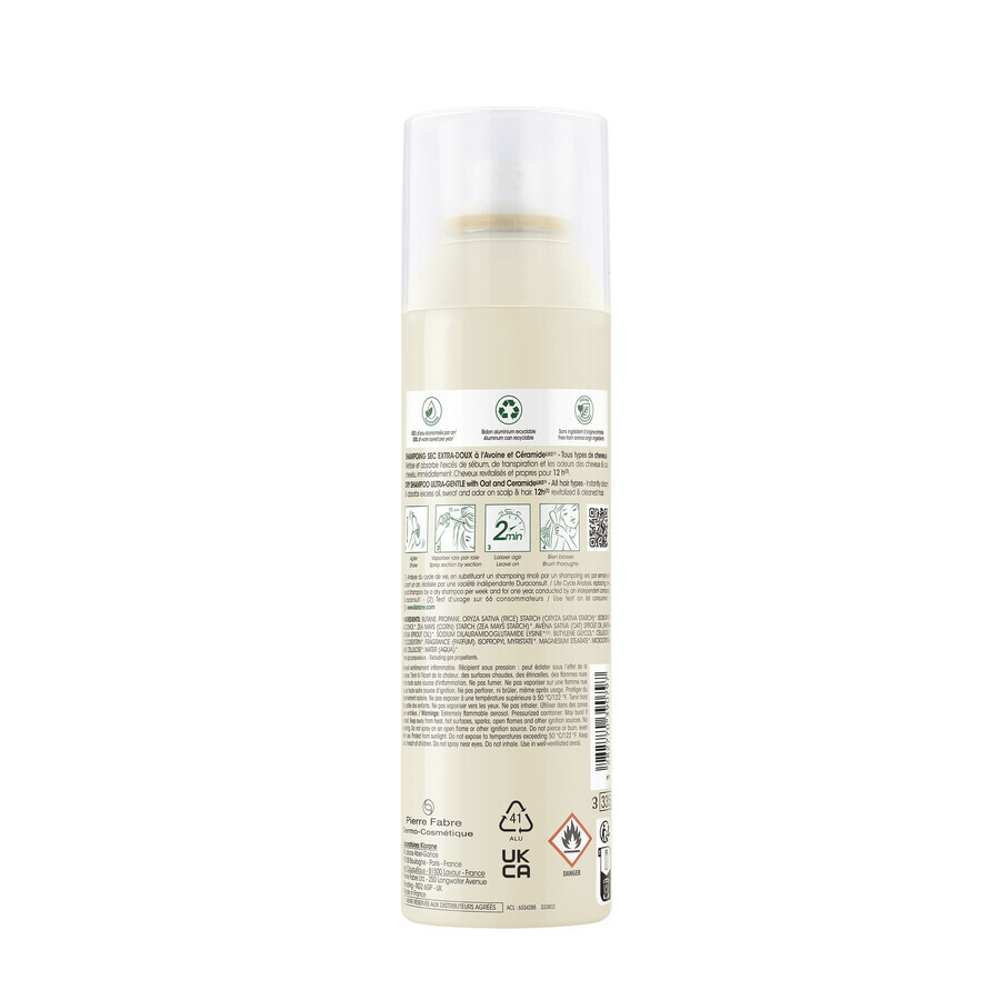 Klorane, ultra-gentle dry shampoo with oat milk, 150 ml