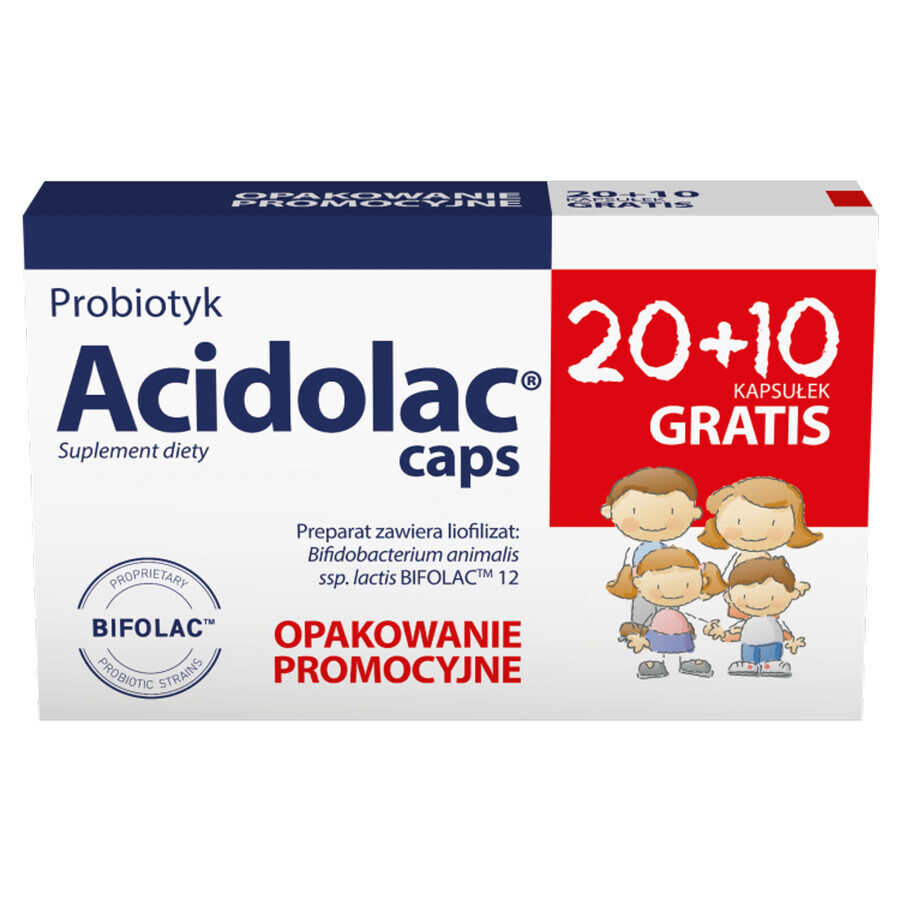 Acidolac Caps, 20 capsules + 10 capsules gratis