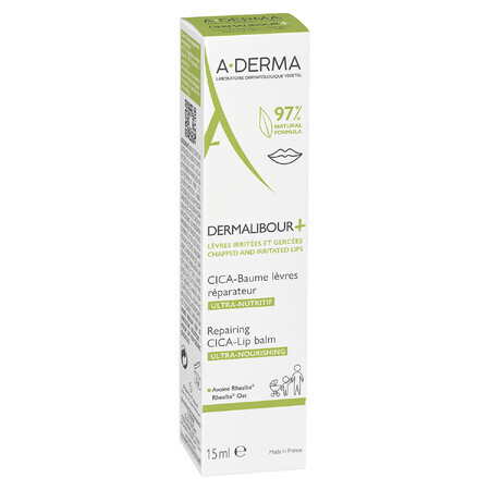 A-Derma Dermalibour+ Cica, regenerierender Lippenbalsam, 15 ml