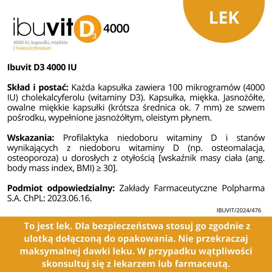 Ibuvit D3 4000 UI, 150 cápsulas