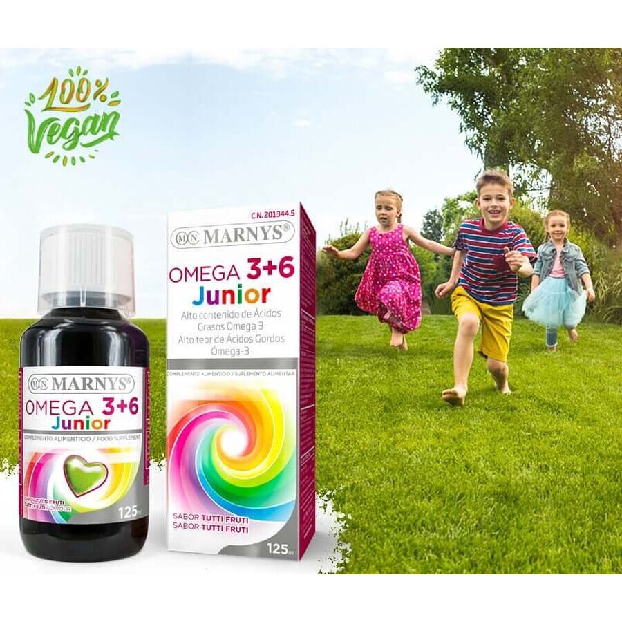 Omega 3+6 Junior, 100% vegano, 125 ml, Marnys