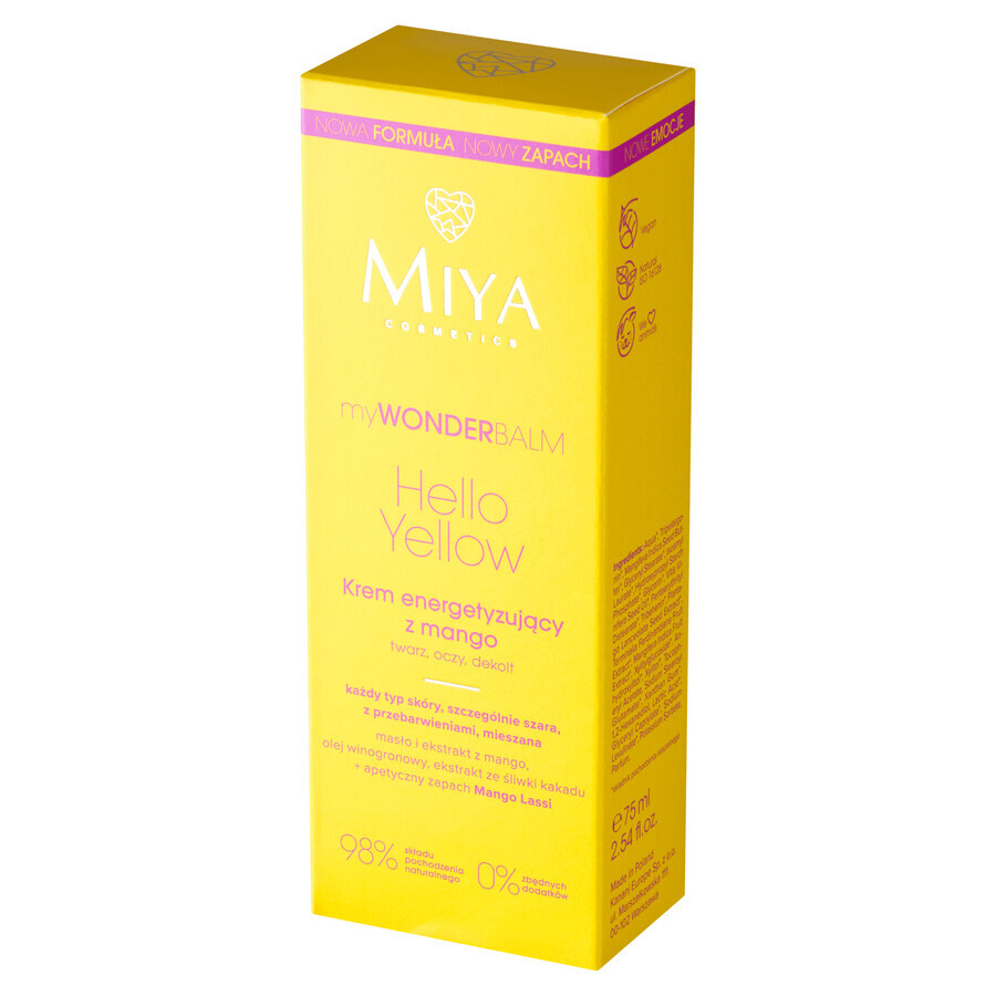 Miya myWONDERBALM Hello Yellow, energizing cream with mango, 75 ml