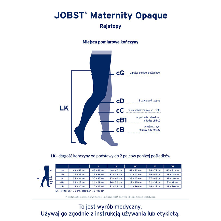 Jobst Maternity Opaque, collant a compressione per la gravidanza, CCL2, punta chiusa, taglia 3, nero