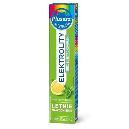 Plusssz Elektrolity + 100% Multivitaminico, gusto limone-menta, 24 compresse effervescenti