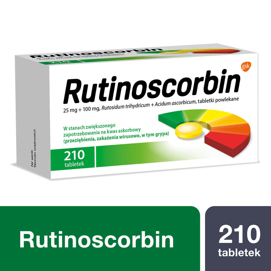 Rutinoscorbin 25 mg + 100 mg, 210 comprimés pelliculés