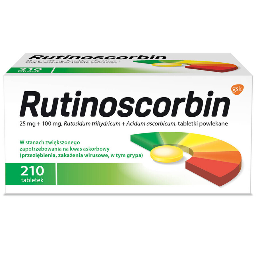 Rutinoscorbin 25 mg + 100 mg, 210 comprimés pelliculés