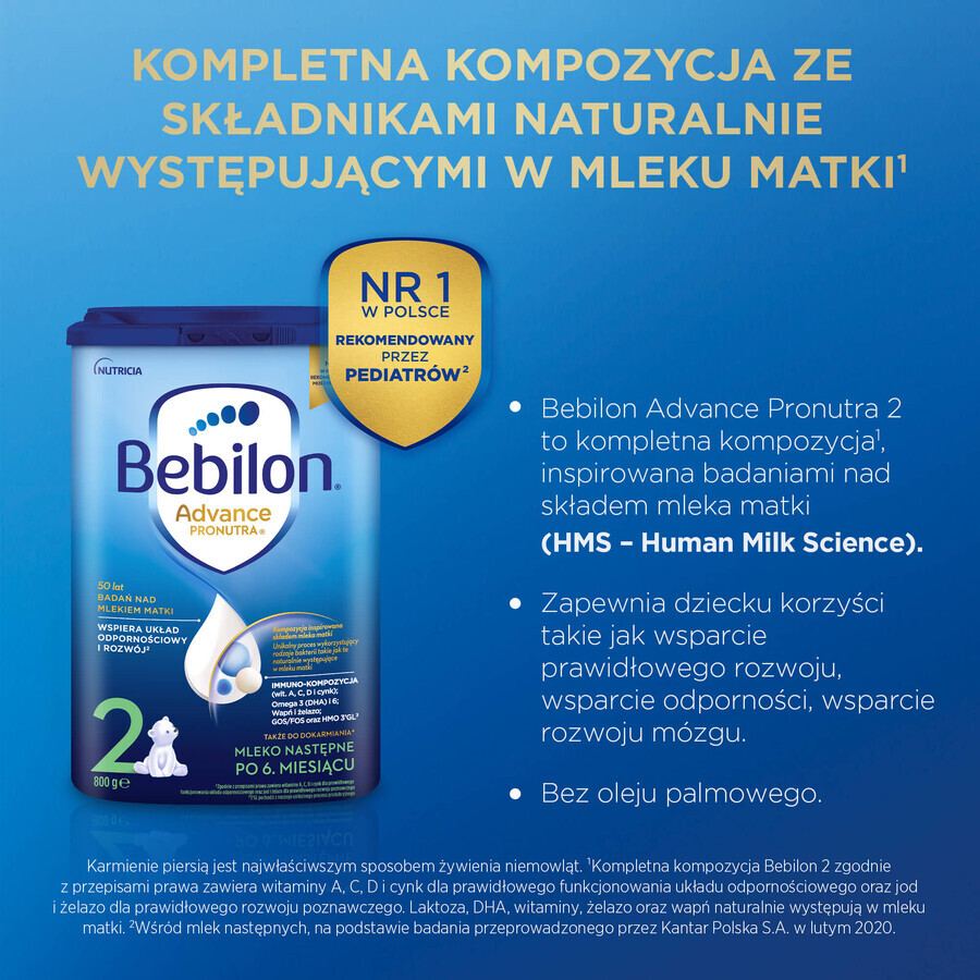 Bebilon Advance Pronutra 2, latte di proseguimento, oltre 6 mesi, 800 g