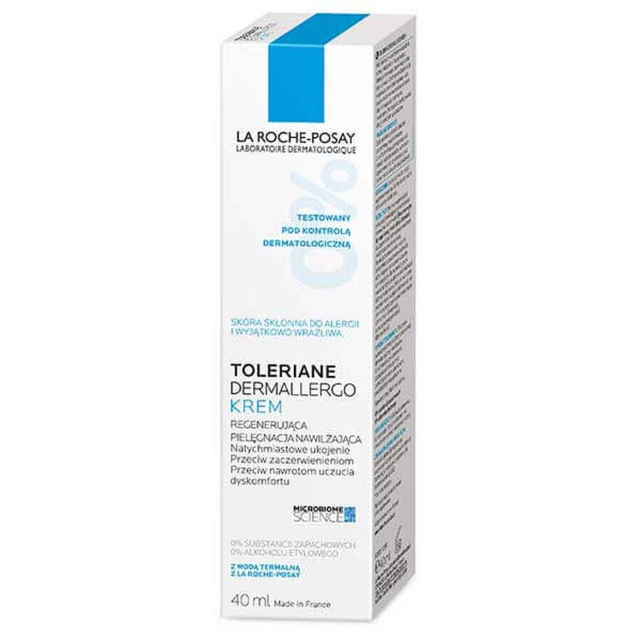 La Roche-Posay Toleriane Dermallergo, crema facial, cuidado hidratante regenerador, 40 ml