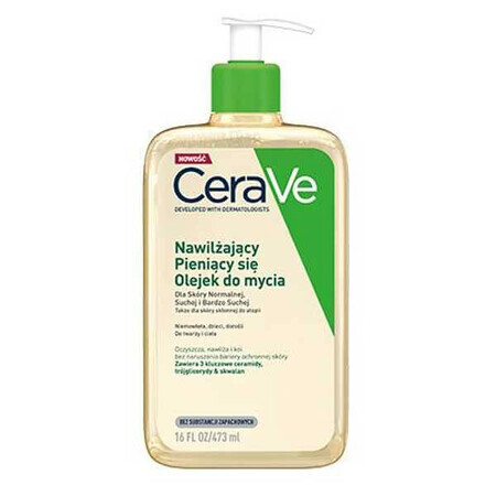 CeraVe, olio schiumoso idratante con ceramidi per il lavaggio, 473 ml