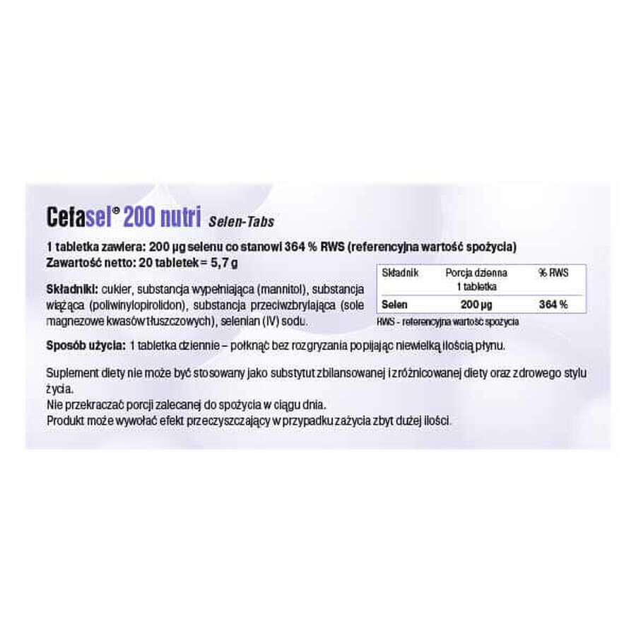 Cefasel 200 Nutri Selenium-Tabs, 20 tablets