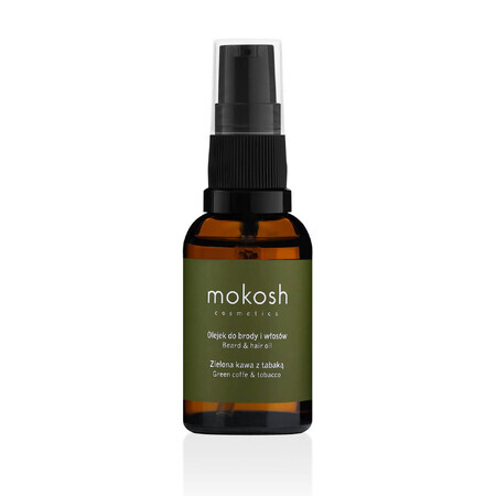 Mokosh, olio per barba e capelli, caffè verde con tabacco da fiuto, 30 ml