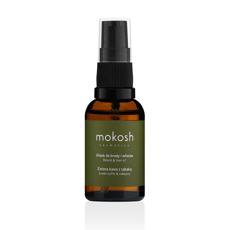 Mokosh, olio per barba e capelli, caffè verde con tabacco da fiuto, 30 ml