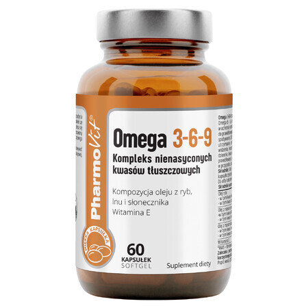 PharmoVit Omega 3-6-9, complesso di acidi grassi insaturi, 60 capsule softgel