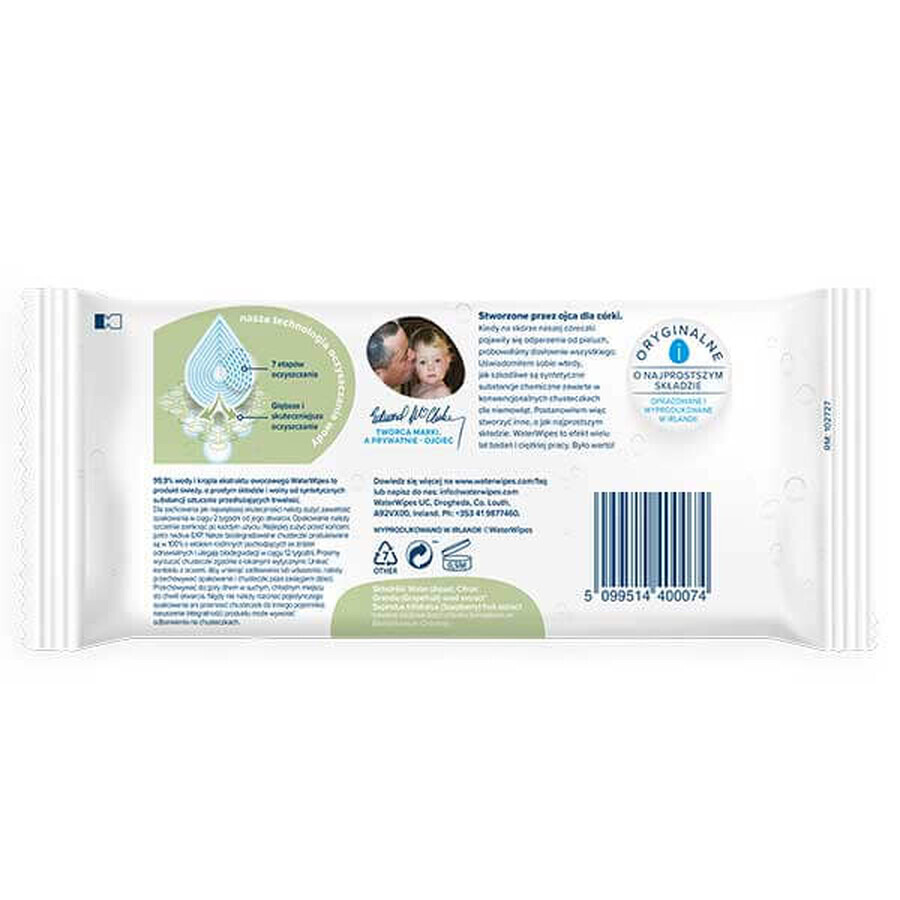 WaterWipes Soapberry Bio, salviette umidificate, acqua con estratto di bacche di sapone, dalla nascita, 60 pezzi