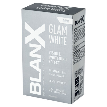 BlanX Glam White, sistema di sbiancamento dei denti per 6 giorni, dentifricio, 40 ml + collutorio, 6 bustine