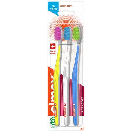 Elmex, spazzolino da denti, Ultra Soft, 3 pezzi