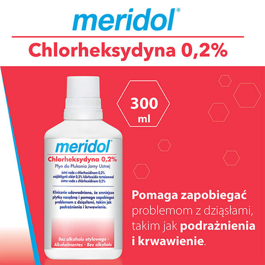 Meridol Clorexidina 0,2%, collutorio, senza alcool, 300 ml