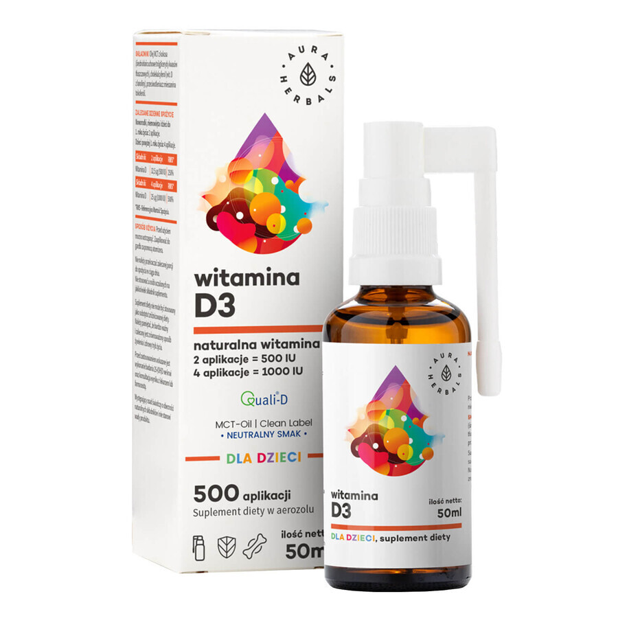 Aura Herbals Vitamina D3 per bambini, aerosol, 50 ml