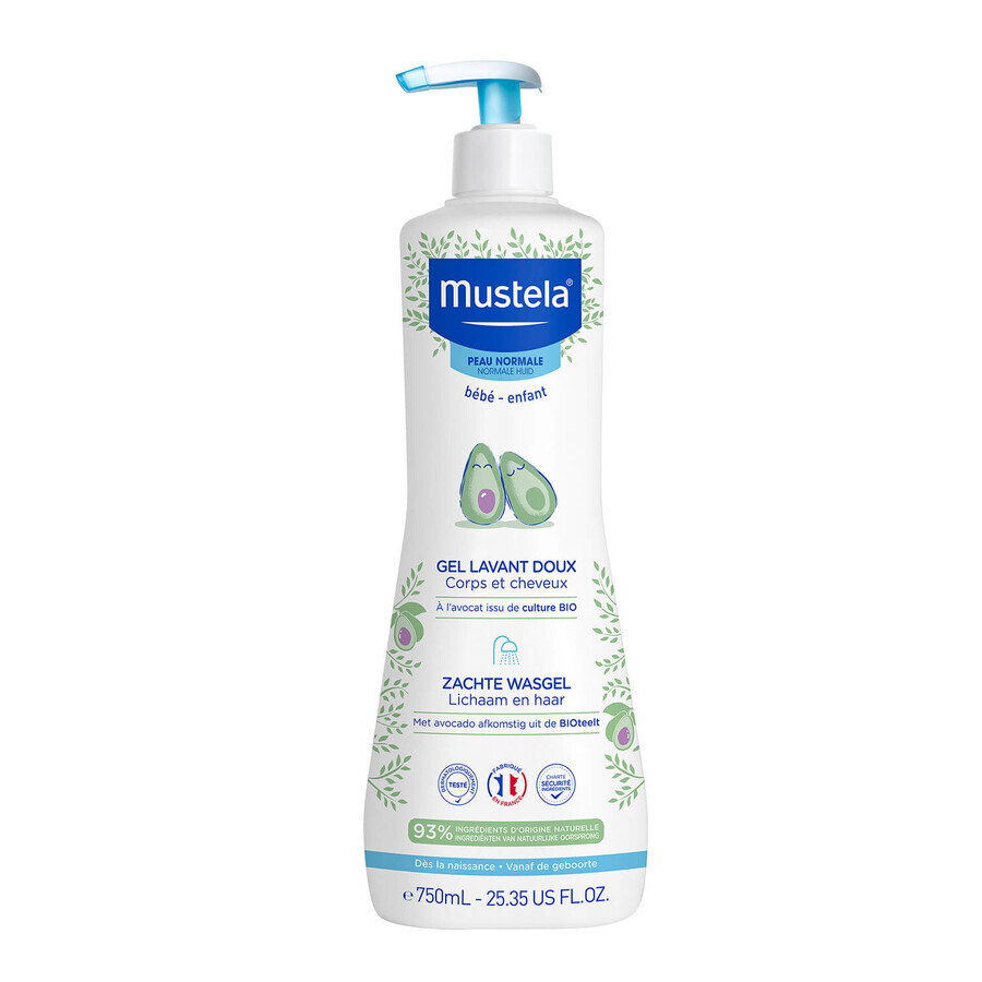 Mustela Bebe Enfant, gel detergente delicato per il corpo e la testa, dalla nascita, 750 ml