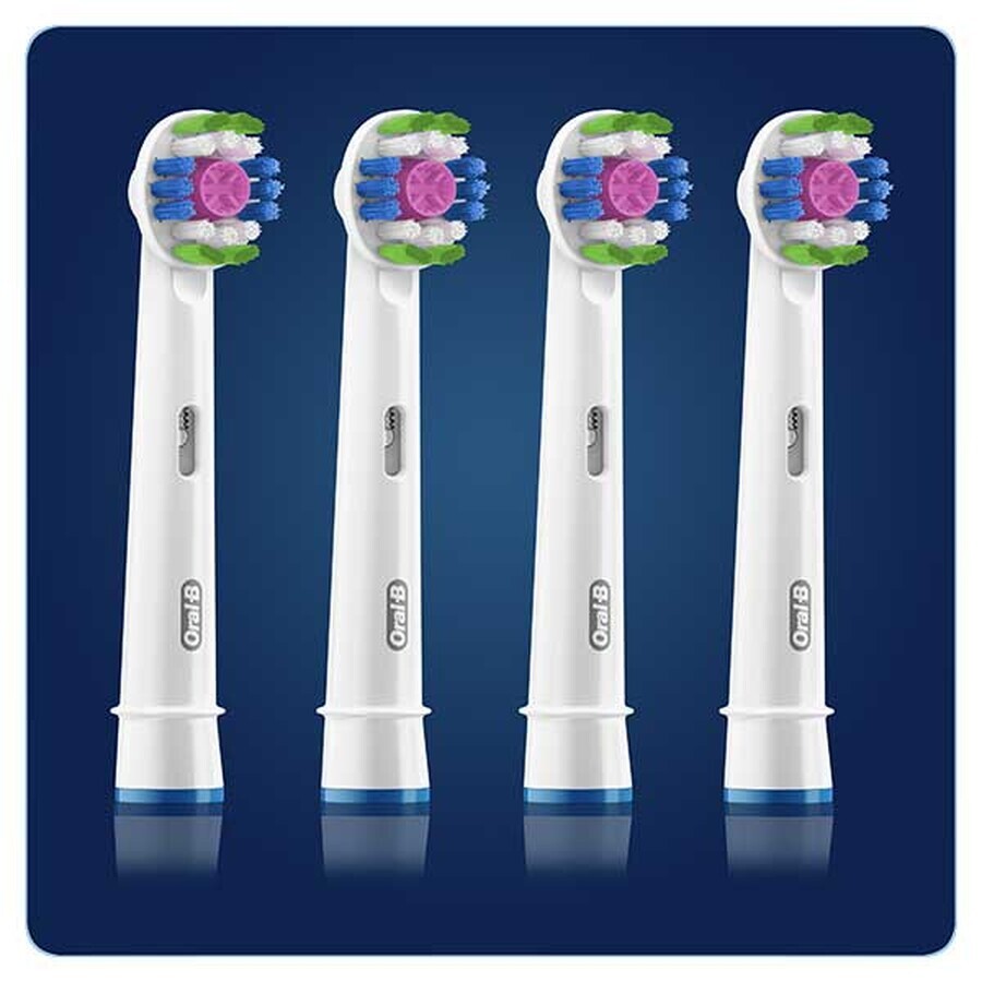 Oral-B 3D White, punte di ricambio per spazzolino elettrico Clean Maximiser, EB4 3DW, 4 pezzi