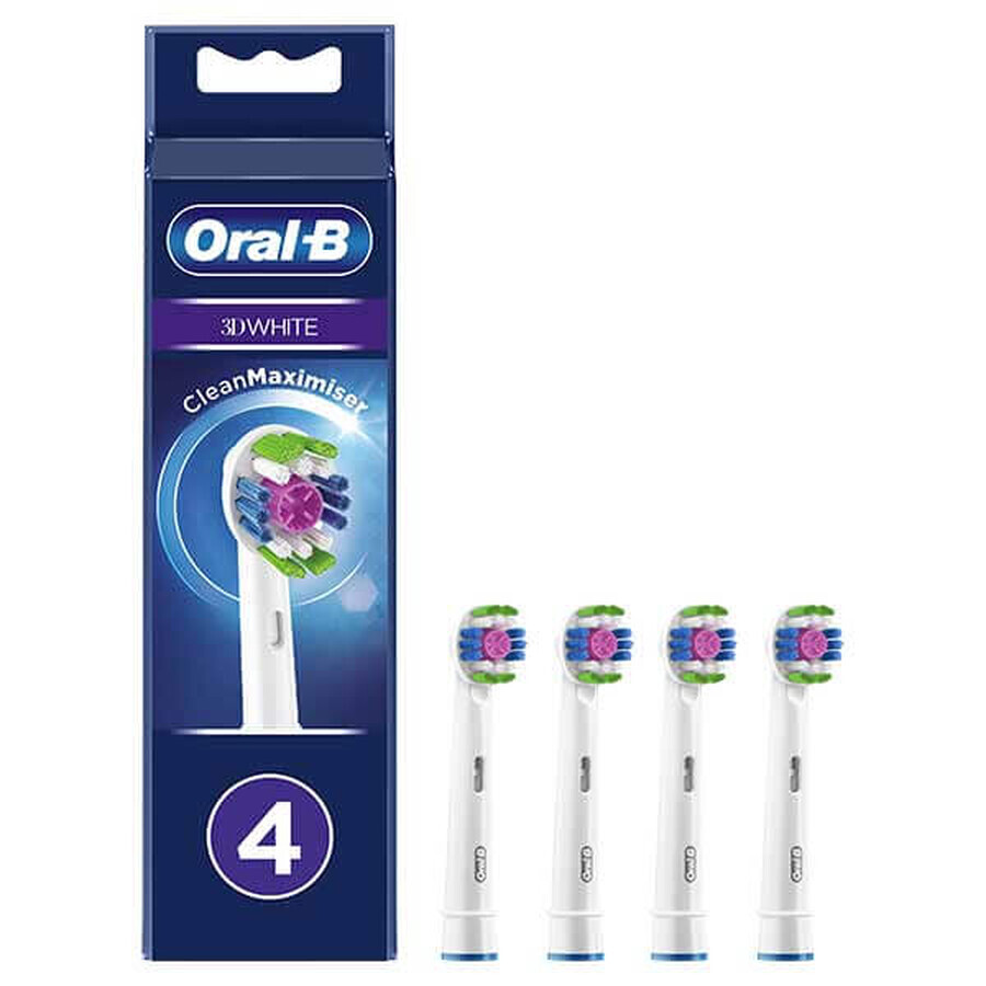 Oral-B 3D White, punte di ricambio per spazzolino elettrico Clean Maximiser, EB4 3DW, 4 pezzi