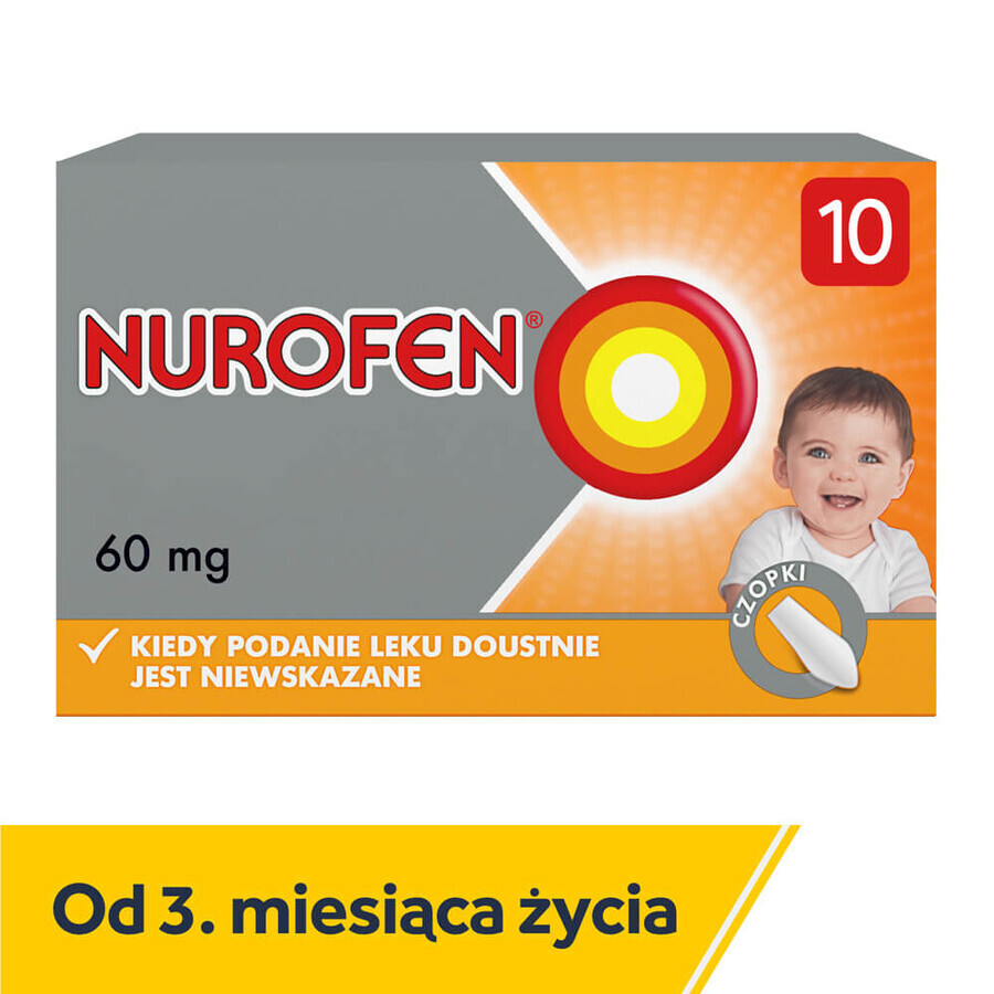 Nurofen for children 60 mg, suppositories, 10 pieces