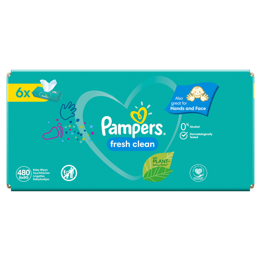 Pampers Fresh Clean, salviette umidificate, 6 x 80 pz.