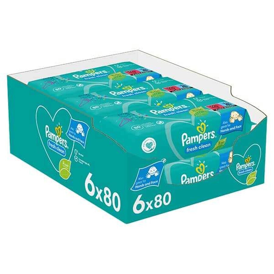 Pampers Fresh Clean, salviette umidificate, 6 x 80 pz.