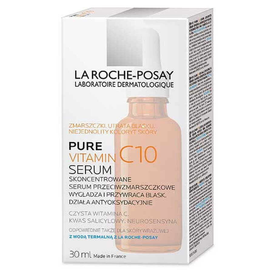 La Roche-Posay Pure Vitamin C10, siero concentrato antirughe con vitamina C, pelle sensibile, 30 ml