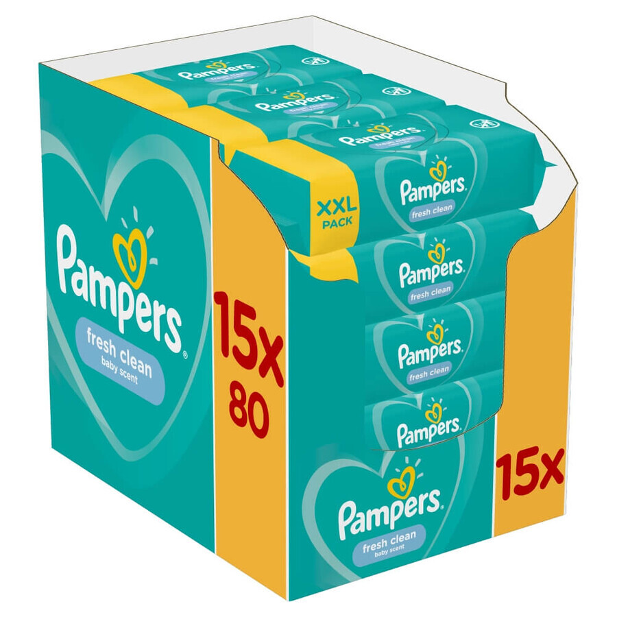 Pampers Fresh Clean, salviette umidificate, 15 x 80 pz.