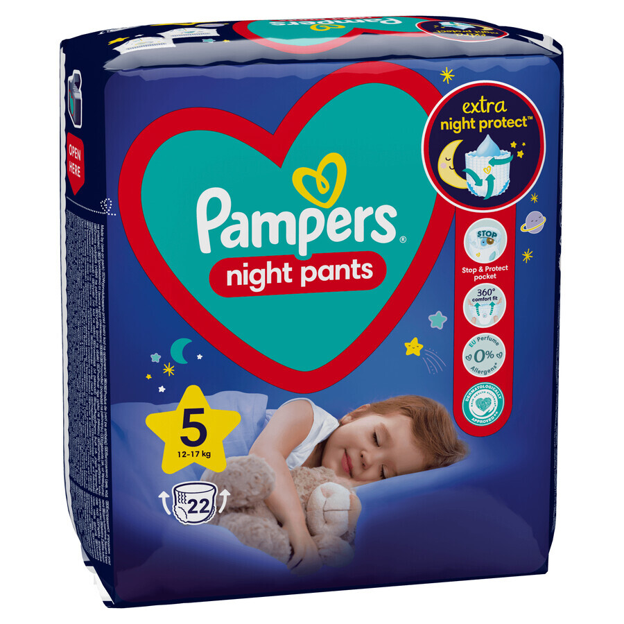 Pampers Night Pants, pannolini, taglia 5, 12-17 kg, 22 pz.