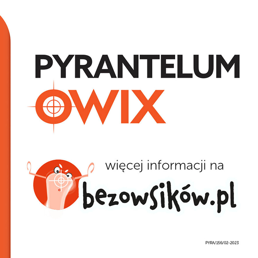 Pyrantelum OWIX, 250 mg/ 5ml, orale suspensie, 15 ml