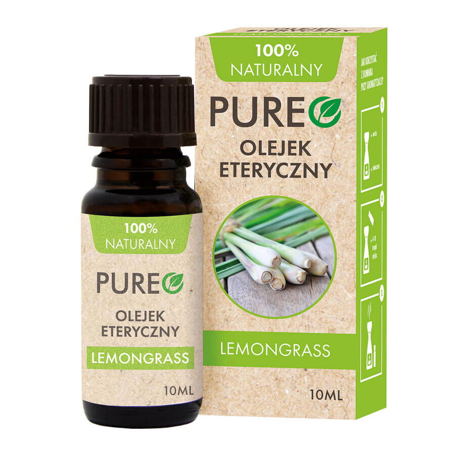 Pureo, lemongrass essential oil, 10 ml