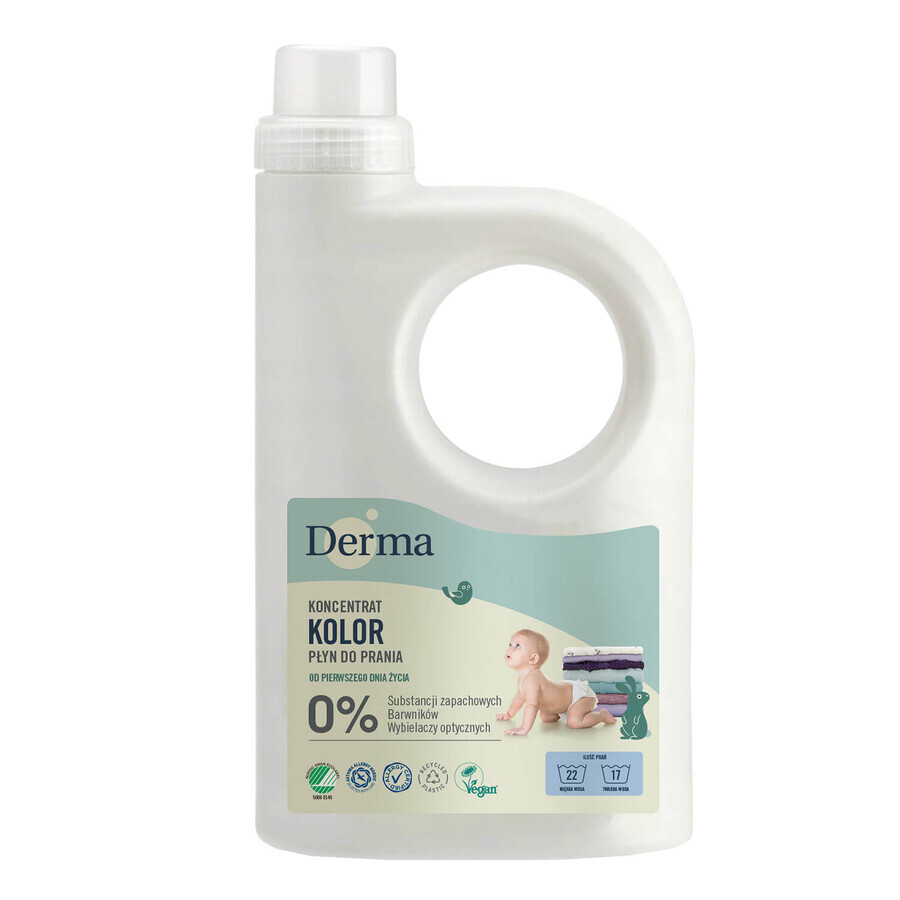 Derma, liquido per lavare i vestiti dei bambini, concentrato, colorato, dal primo giorno di vita, 945 ml