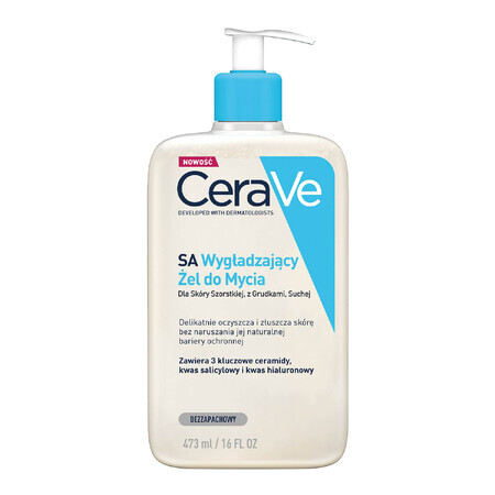 CeraVe SA, gel detergente levigante, pelle secca e ruvida, 473 ml