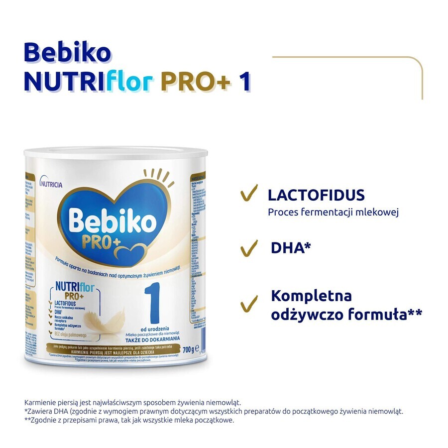 Bebiko Pro+ 1 Nutrriflor Pro+, latte per lattanti, dalla nascita, 700 g