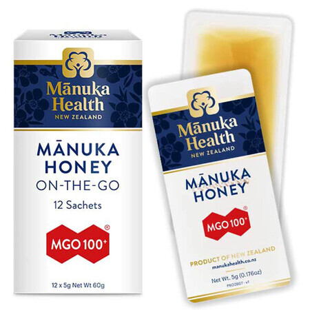 Manuka Health, Miele di Manuka MGO 100+, 5 g x 12 bustine