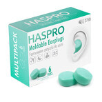 Haspro, tappi per orecchie sagomati, menta, 12 pezzi