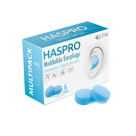 Haspro, tappi per orecchie sagomati, blu, 12 pezzi