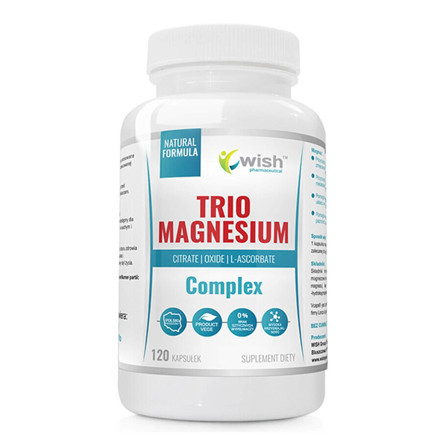 Wish Trio Magnesium Complex, magnésium 400 mg, 120 gélules