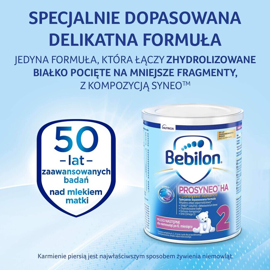 Bebilon Prosyneo HA Hydrolyzed Advance 2, latte di proseguimento, dopo 6 mesi, 400 g