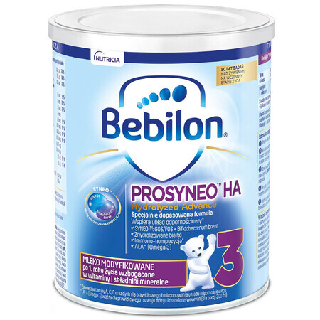 Bebilon Prosyneo HA Hydrolyzed Advance 3, latte modificato, dopo 1 anno, 400 g