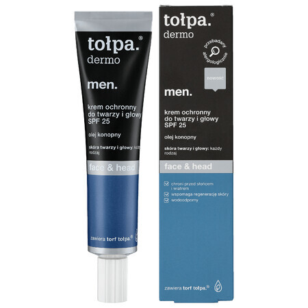 Tolpa Dermo Men Face &amp; Head, crema protettiva per viso e testa, SPF 25, 40 ml