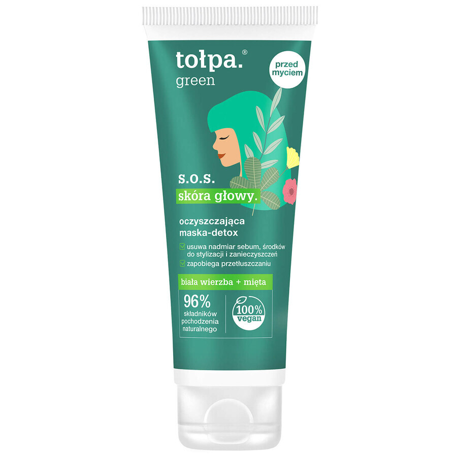 Tolpa Green S.O.S., Maschera detergente e detox per il cuoio capelluto, 100 ml