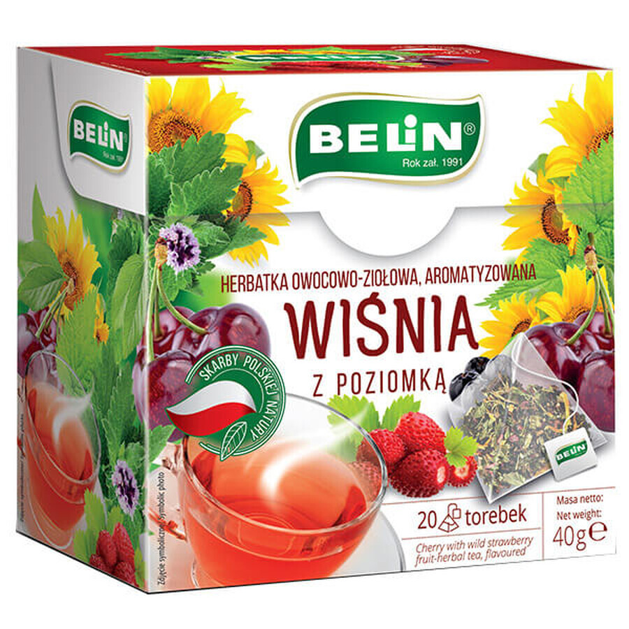 Belin Cereza con fresa silvestre, infusión de frutas y hierbas, aromatizada, 2 gx 20 sobres